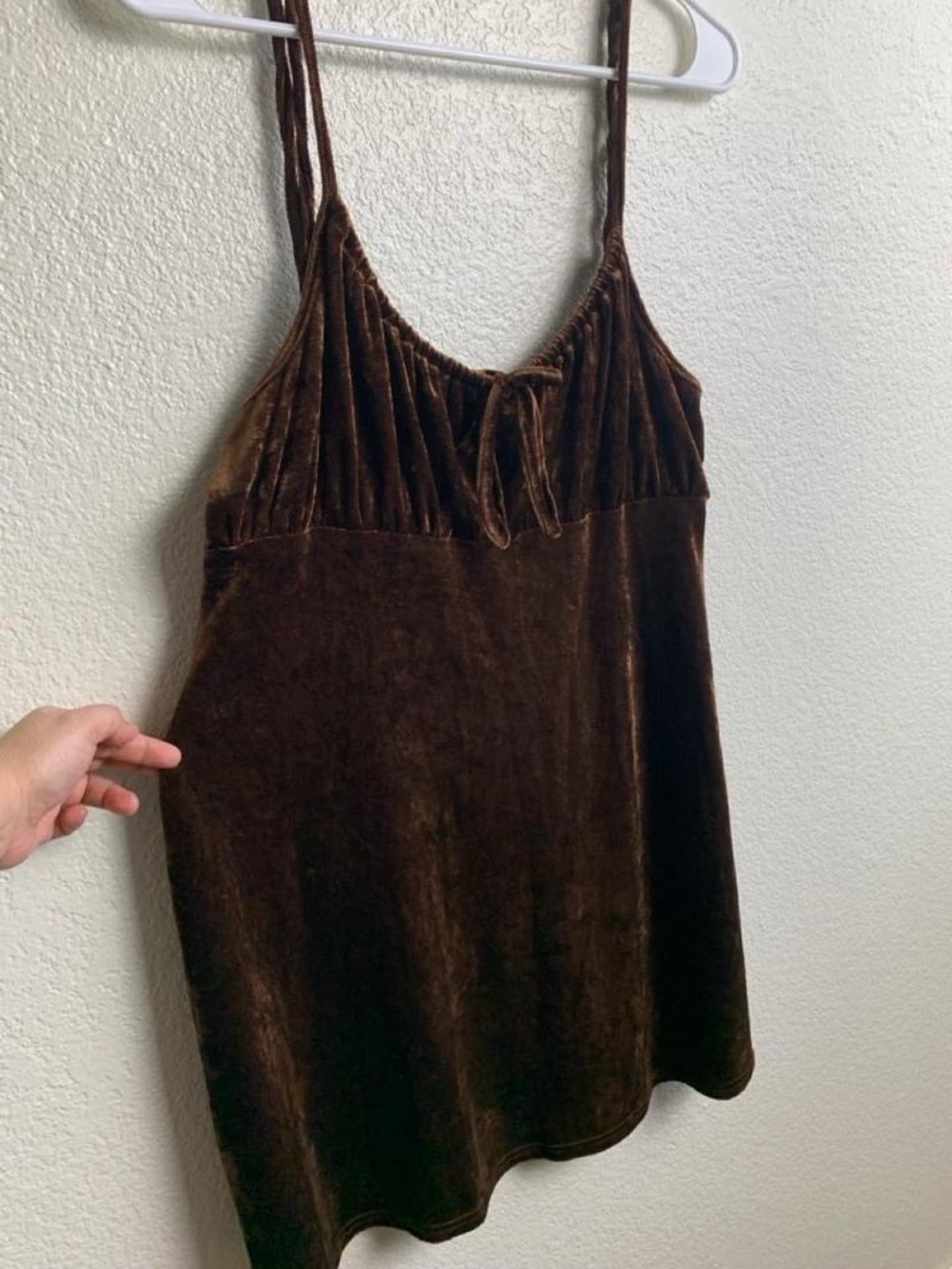RSQ Chocolate Brown Velvet Milkmaid Mini Dress XL